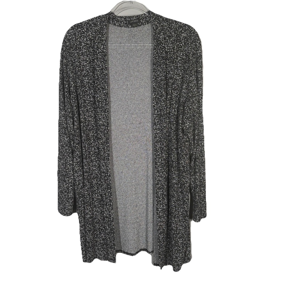 J. Jill Cardigan XL Womens Black White Sweater Open Front Light Weight Long